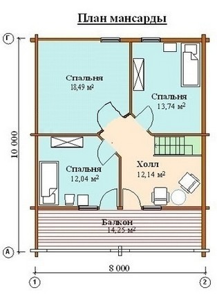 Дом из пеноблоков ПБ-113 (8,0x 10,0 м)